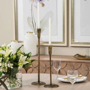 Set of 2 Antique Gold Metal <b>Taper</b> <b>Candle</b> <b>Holder</b> for Home & Wedding Party Tabletop Lighting Decor <b>Candle</b> <b>Tapers</b> - Product Image 6