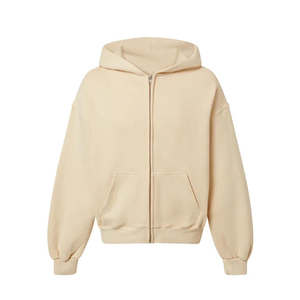 High Quality 100% Cotton Custom 100% Cotton Fleece Blank Mens Drop Shoulders <b>Hoodies</b> Breathable <b>Oversized</b> <b>White</b> Zipped <b>Hoodies</b> - Product Image 5