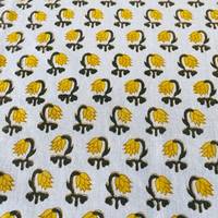 Nappe Moderne Jaune Faite à la Main 100% Coton Imprimé Floral Bordure Rayée Verte Imprimée à la Main au Bloc Indien Taille Personnalisée