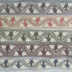 Luxe traditionnel 9 Mtr. Filet papillon en dentelle Inde-Made Colorful 3D Flower Embroidered Pattern Stylish Fancy Design Option pour - Product Image 3