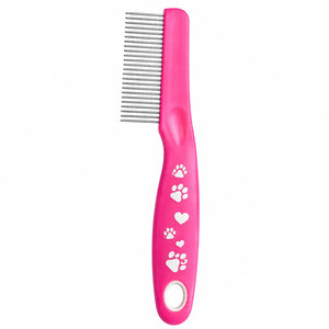 หวีกรูมมิ่งสัตว์เลี้ยง SHEARS BEAUTY สีชมพู รุ่นรักษ์โลก กันน้ำ พร้อมซี่หวีสแตนเลส ลายอุ้งเท้า สำหรับดูแลขนสุนัขและแมว - Product Image 1