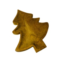 Plateau décoratif en bois de teck en forme de pin, fait main, design naturel, élégant, pour mariage, thème écologique, pour la décoration de table