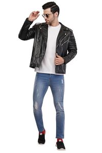 Blouson aviateur en cuir avec col en fourrure de mouton véritable marron hiver vestes en cuir grande taille pour hommes - Product Image 4