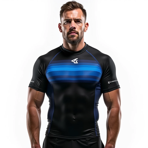 Protector de erupción estilo Kimono con impresión sublimada y ajuste de compresión para entrenamiento de MMA con estilo de Kimono de jiu jitsu UV - Product Image 1