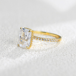 Amor eterno anillo de compromiso anillo cojín corte circón chapado en oro 925 Plata - Product Image 1