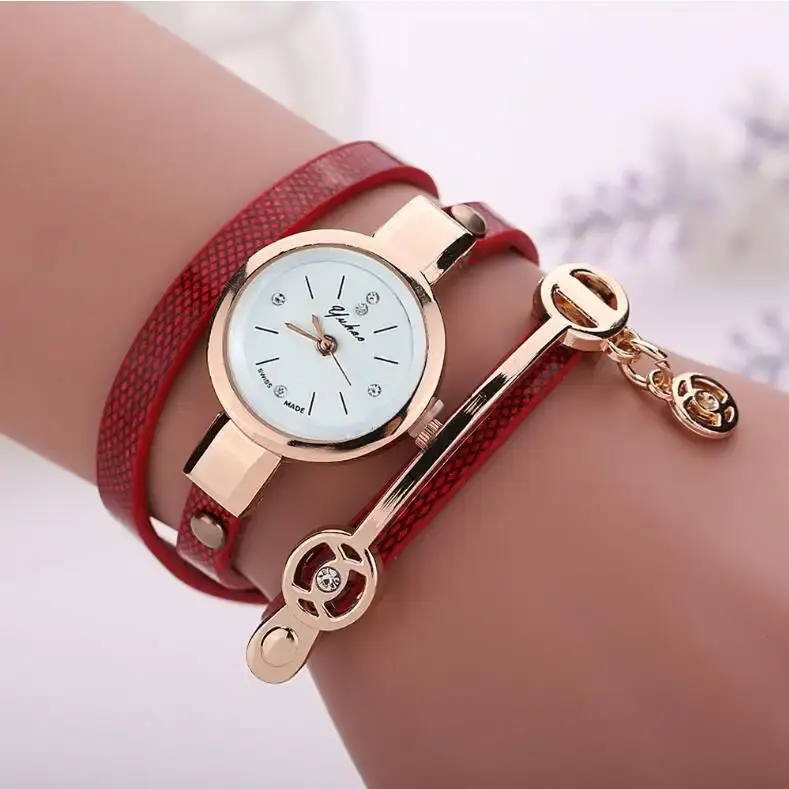 2023 Luxury Brand Leather Quartz Watch Lady Dress Jewelry Watch Casual Bracelet Watch For Women