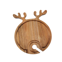 Weihnachten Wein Vorspeise Teller Akazien holz Serviert ablett Platten Hirsch Cocktail Teller mit Weinhalter für Küche Geschenk aus Vietnam