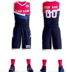 Conjuntos de uniformes de baloncesto sublimados personalizados Características transpirables y de talla grande para pedidos grandes y equipos - Product Image 1