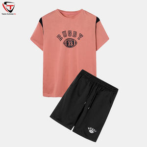 Ensembles de vêtements de sport d'été pour hommes de haute qualité graphique amusant imprimé deux pièces coupe ample écologique pour adultes respirant solide - Product Image 2