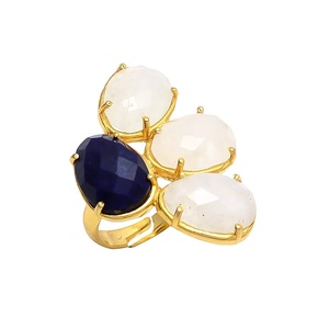 Gold Plated Diamond <b>Ring</b> Gold <b>Ring</b> with a Stunning Gemstones with Beautiful Royal Blue and White Colour Combination Gemst - Product Image 1