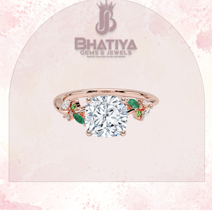 แหวนหมั้นเบาะตัดด้วยเพชรมรกต14K สีเหลืองทองออกแบบได้ตามต้องการผู้ผลิตเครื่องประดับชั้นดี - Product Image 3