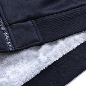 เสื้อมีฮู้ดแบบซิปมีซิปสำหรับผู้ชายผ้าฝ้ายสีพื้นผ้าคอตตอนไซส์ใหญ่พิเศษ - Product Image 6