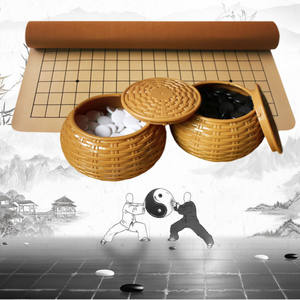 Échiquier portable pliable en cuir avec pièces d'échecs en résine, jeu de Gomoku pour enfants, plateau de Weiqi Go en plastique - Product Image 2