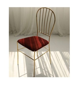 เก้าอี้เหล็กแป้งกำมะหยี่สีน้ำตาลด้านบนดีไซน์เรียบง่ายใหม่สำหรับบ้านเก้าอี้สำเร็จรูป - Product Image 4