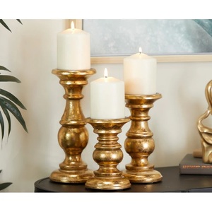 Bougeoir en bois doré de qualité supérieure pour la décoration de la maison pour les mariages et les événements de Noël - Product Image 3