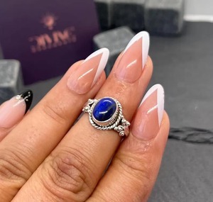 Handmade 925 Sterling Silver Vintage Bezel Set Natural Blue <b>Lapis</b> <b>Lazuli</b> Engagement <b>Ring</b> Third Party Certified - Product Image 1