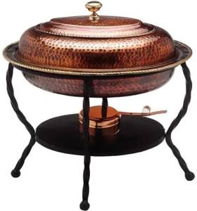 Plato de frotamiento dorado de acero inoxidable de lujo con tapa duradera Juego de buffet Plato de frotamiento de metal Premium - Product Image 5