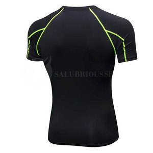 Camiseta de entrenamiento de gimnasio de punto con logotipo personalizado 2025 para hombre, camisetas de Fitness ecológicas de compresión transpirables de secado rápido - Product Image 5
