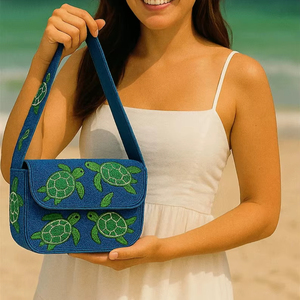 Sac de tortue de mer perlé, sac à bandoulière tortue, pochette perlée à la main, sac Animal océan, sac à main perlé Sea Life, - Product Image 1