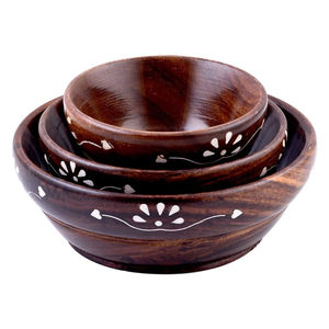 Tazón de Madera Artesanal Clásico Ecológico de la Mejor Calidad, Diseño de Banda Grabada Personalizada, para Hogar, Hotel, Restaurante, Comida - Product Image 6