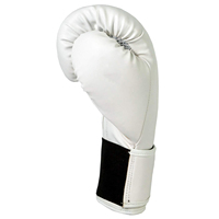 Gants de boxe en cuir blanc rayés avec support de poignet auto-agrippant pour entraînement MMA et boxe