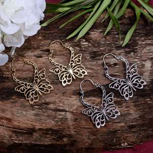 Lightweight Golden brass Butterfly <b>Hoop</b> Earrings Cute Classic Style Brass Jewelry <b>Fashionable</b> <b>Earings</b> - Product Image 1