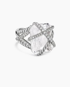 Cable Wrap <b>Ring</b> for Women's Fashion Jewelry Solid 925 Sterling Silver With White Crystal and Diamonds Jewelry - Product Image 2