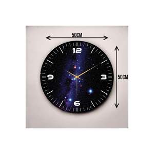 นาฬิกาแขวนผนังไม้เงียบลายอวกาศ50ซม. สีดำพิมพ์ลวดลายของขวัญที่สมบูรณ์แบบ - Product Image 3