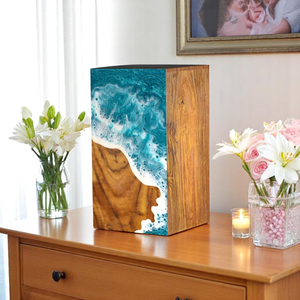 Boîte d'urne océanique en bois Boîte de crémation inspirée de la mer souvenir commémoratif artisanal pour les êtres chers - Product Image 6