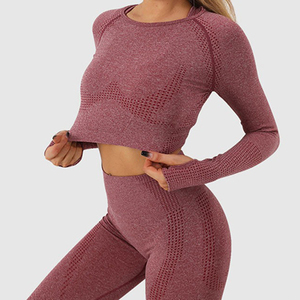 Venta al por mayor Atlético señoras gimnasio Fitness deportes entrenamiento Yoga ropa traje sin costuras mujeres activo desgaste Yoga conjunto - Product Image 1