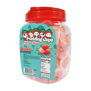 Aiiing Gobelets en gelée de fruits Aiiing Mini Pudding Cup avec Nata De Coco - 25g x 50 pcs x 6 pots Pouding à la fraise et à la noix de coco - Product Image 3