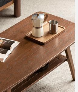 <span class=keywords><strong>Table</strong></span> <span class=keywords><strong>basse</strong></span> en <span class=keywords><strong>bois</strong></span> avec étagère de rangement à 2 niveaux, design moderne du milieu du siècle, meubles de salon (fini noyer) - Product Image 5