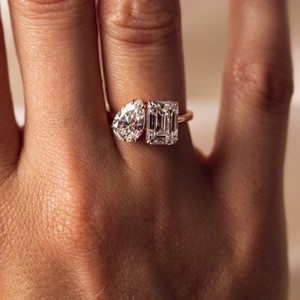 14K Rose Gold Plated 925 Sterling <b>Silver</b> High Quality VVS Moissanite <b>Emerald</b> Cut Diamond Vintage Style <b>Ring</b> Wedding Anniversary - Product Image 6