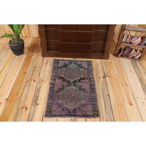 Vintage Turkish Rug 1.8x3 ft, <b>Brown</b> Small Animal Print <b>Wool</b> Rug - Product Image 1