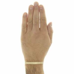 Pulsera con incrustaciones de ajuste de bisel para mujer chapada en oro amarillo de 14 quilates, brazalete de aniversario de compromiso de diamante de moissanita de 6,91 quilates, Plata - Product Image 3