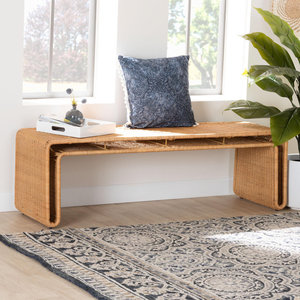 Banc d'appoint en bois massif miel rotin style bohème léger pliable rangement empilable pour entrée chambre bébés/enfants utilisation en entrepôt - Product Image 6