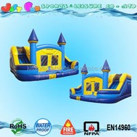 Jeux combo gonflables secs et humides 4 en 1, château gonflable avec toboggan à double voie à vendre