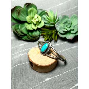 Dave Skeets Kingman Turquoise Sterling <b>Silver</b> Cluster <b>Cuff</b> <b>Bracelet</b> Handmade Southwest Fashion Jewelry for Women - Product Image 3