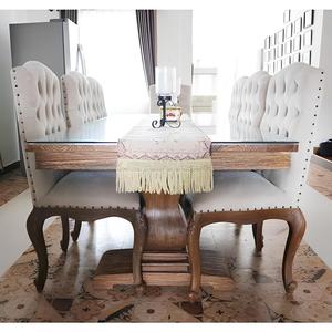 Juego de Comedor Francés Europeo Antiguo con Sillas Tapizadas y Estructura de Madera Sólida para Hogar, Hotel o Área de Comedor - Product Image 2