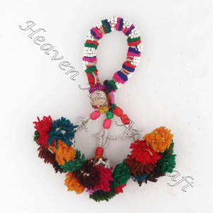 พู่ยิปซีชนเผ่าทำด้วยมือจริง-Banjara สีสันพู่-วินเทจ - Product Image 1