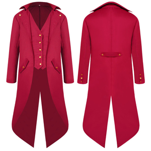 2024 nuevos disfraces de Cosplay ropa de Halloween Medieval para hombres gótico Steampunk esmoquin chaqueta larga gabardina negra para hombres - Product Image 2