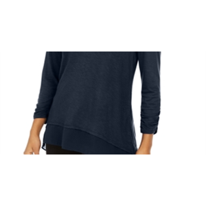 Camicetta Casual da Donna Style & Co con Scollo a V in Chiffon, Stampa Floreale e Leopardata, Taglia XL, Top Lavorato a Maglia per Ufficio, Blu - Product Image 4