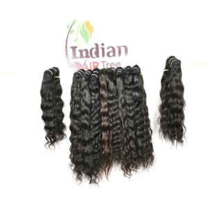 100% Extensions de faisceaux de cheveux humains indiens bruts vierges Style de boucles ondulées naturelles Double trame liée à la Machine aucun traitement chimique - Product Image 4