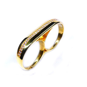 Women's 925 Sterling Silver Classic Two <b>Stone</b> <b>Ring</b> Gold Plated Fashionable Wedding Wear with Unique Design - Product Image 5