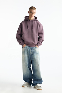 Sudadera con capucha de gran tamaño para hombre, morado Lila francés, forro polar térmico de invierno con cuello con capucha de bolsillo GSM alto, talla XL, tarifa al por mayor - Product Image 3