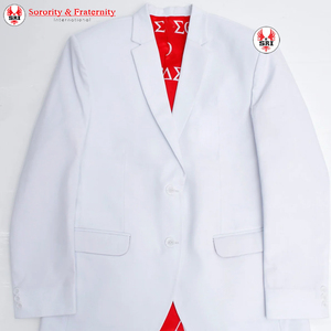 Blazer de sororité en laine à double boutonnage avec broderie Deta Sigma |   Blazer personnalisé brodé pour femmes de sororité - Product Image 6