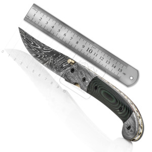 Wholesale Damascus Steel Folding Pocket Knife DD-FK-817 Black Jute Micarta Handle Outdoor Blanks Camping Survival Tactical - Product Image 2