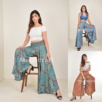 Vêtements bohèmes-Vente en gros de pantalons palazzo larges en soie