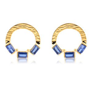 Boucles d'oreilles plaquées or en argent sterling 925, collection de boucles d'oreilles en pierre précieuse de kynite naturelle pour femmes. Grossiste Fabrication PAR CDP. - Product Image 1