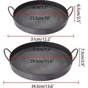 Round Shape Metal Decorative <b>Tray</b> for Christmas Grey and <b>Black</b> Color Tabletop Food Serving <b>Tray</b> Gifting and Promotional Supply - Product Image 4